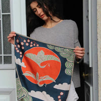 100% SILK MINI SCARF | AGAMI MARINE NAVY-Scarves & Wraps-LES BELLES VAGABONDES-Coriander