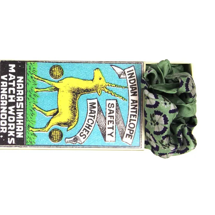 100% SILK MINI SCARF | AUGUSTINE GREEN-Scarves & Wraps-LES BELLES VAGABONDES-Coriander