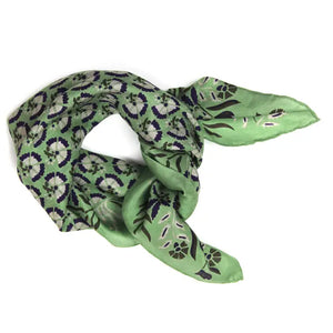 100% SILK MINI SCARF | AUGUSTINE GREEN-Scarves & Wraps-LES BELLES VAGABONDES-Coriander
