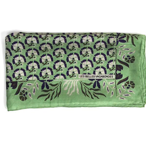 100% SILK MINI SCARF | AUGUSTINE GREEN-Scarves & Wraps-LES BELLES VAGABONDES-Coriander