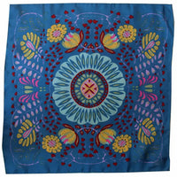100% SILK MINI SCARF | MARUSHKA BLUE-Scarves & Wraps-LES BELLES VAGABONDES-Coriander