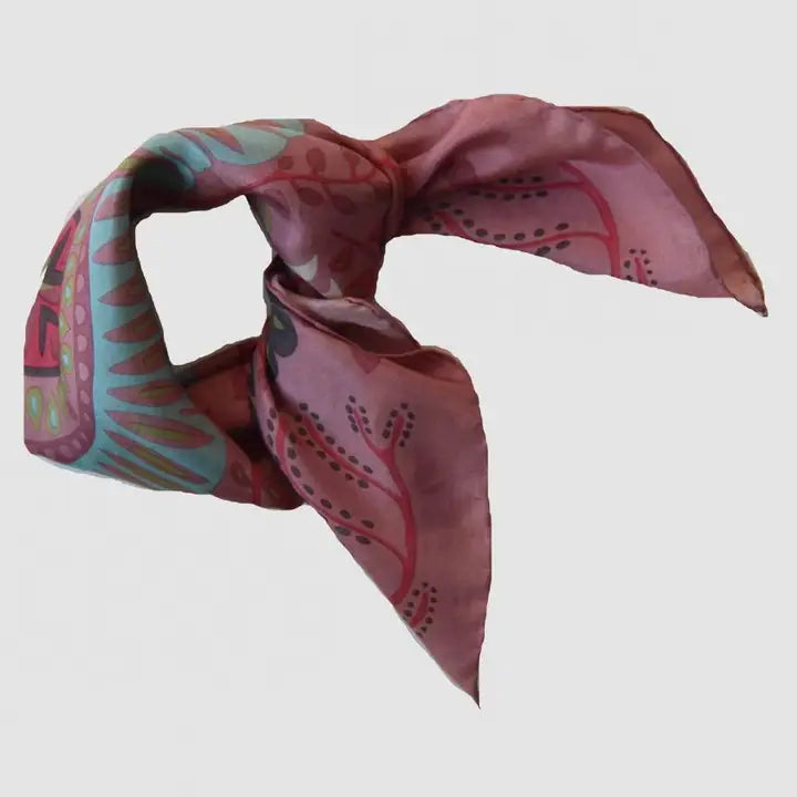 100% SILK MINI SCARF | MARUSHKA PINK-Scarves & Wraps-LES BELLES VAGABONDES-Coriander