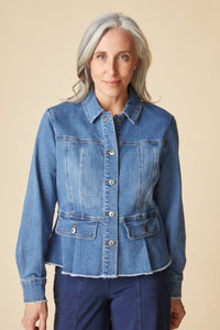 DENIM JACKET | PEPLUM-Jackets & Sweaters-HABITAT-Coriander