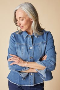 DENIM JACKET | PEPLUM-Jackets & Sweaters-HABITAT-SMALL-MEDIUM DENIM-Coriander