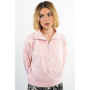 1/4 ZIP SWEATER | SEQUINS-Jackets & Sweaters-MOLLY BRACKEN-Coriander