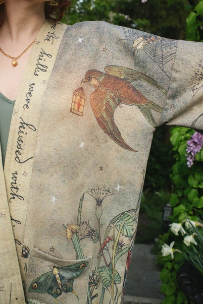 FLEECE COTTAGE CARDIGAN KIMONO JACKET | LOVELIGHT-Jackets & Sweaters-MARKET OF STARS-Coriander