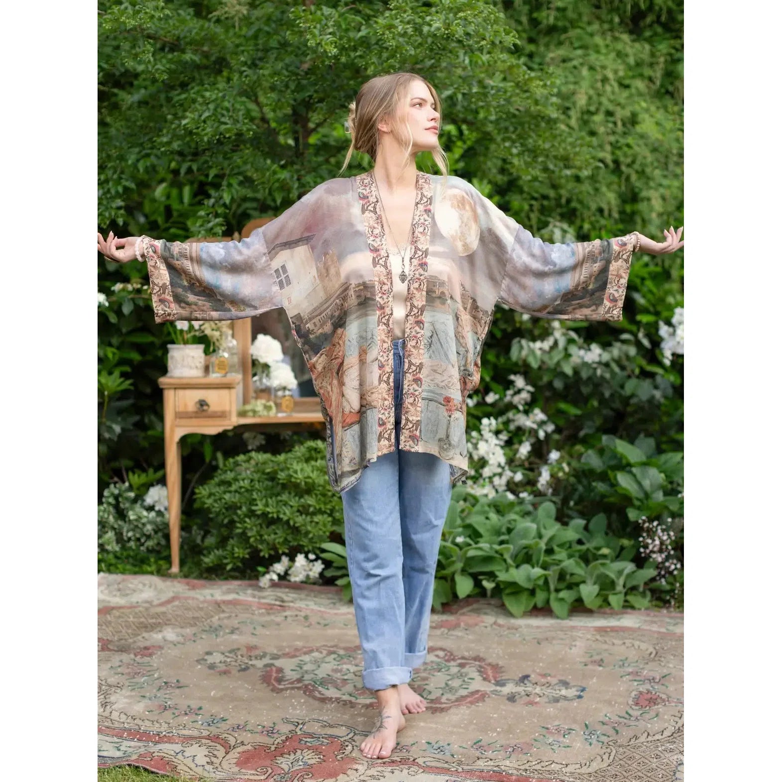 MATINEE DUSTER KIMONO | IMAGINARIUM-Scarves & Wraps-MARKET OF STARS-Coriander