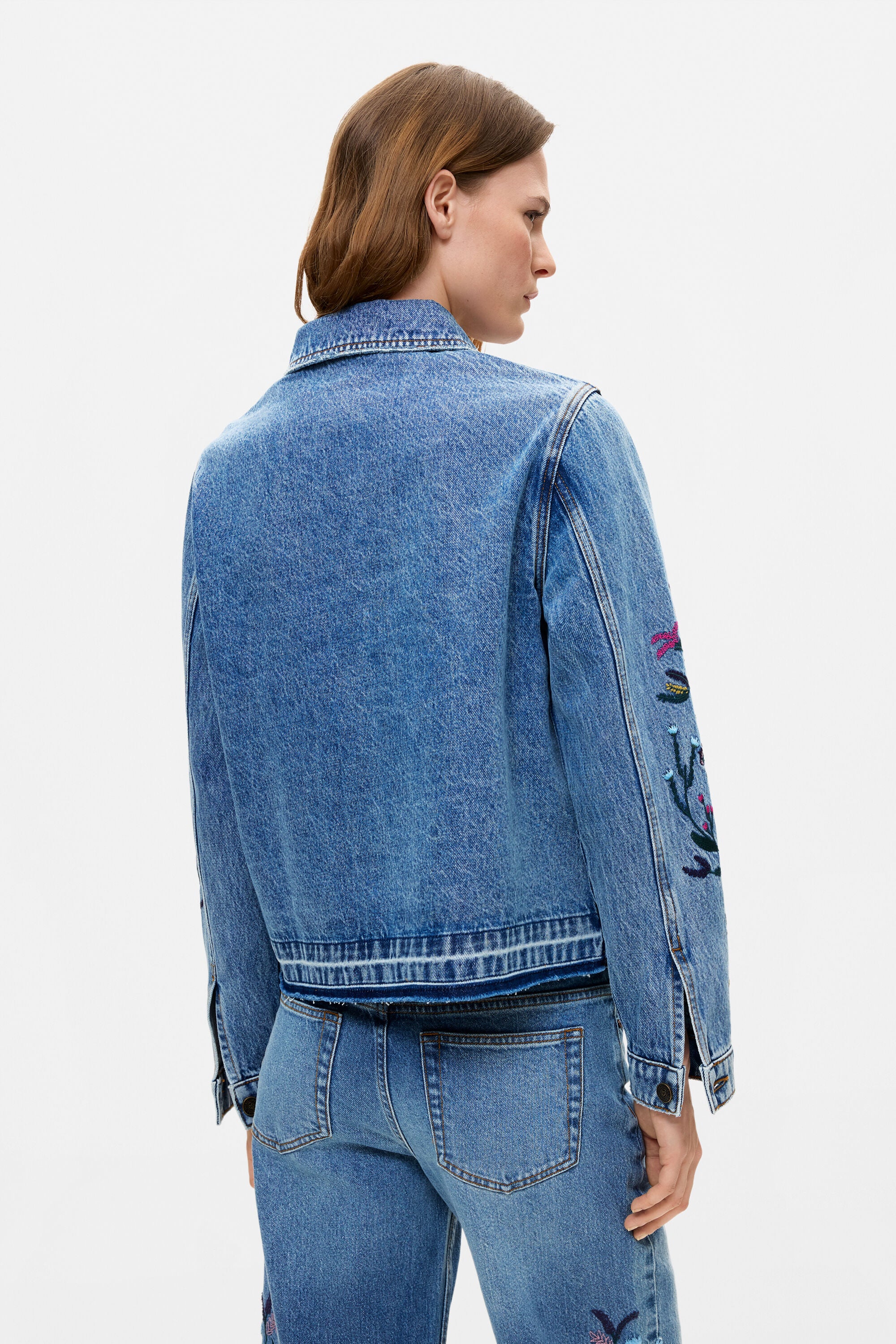 DENIM EMBROIDERED DESIGUAL JACKET