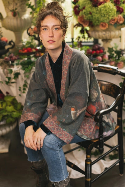 FLEECE COTTAGE CARDIGAN KIMONO JACKET | FLIGHT of FANCY-Jackets & Sweaters-MARKET OF STARS-Coriander