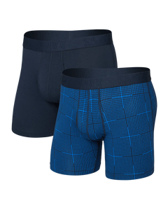 2PACK DROPTEMP COTTON BOXER BRIEF | RAD PLAID/DARK INK-Intimates-SAXX-Coriander