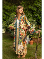 KIMONO ROBE DUSTER | STAY GOLD FLORA W/ RABBIT & BEES-Scarves & Wraps-MARKET OF STARS-Coriander