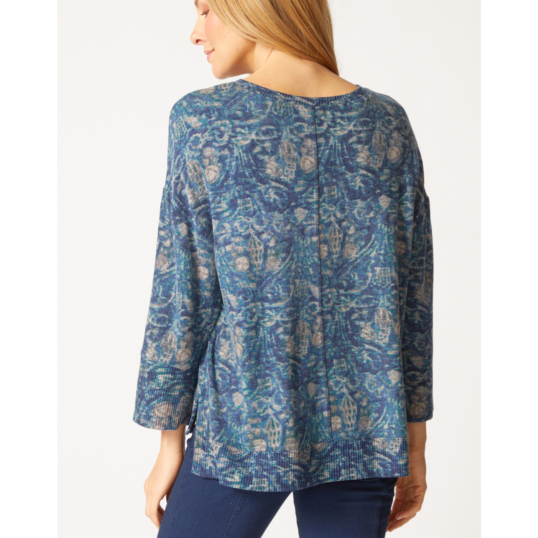 3/4 SLEEVE TOP | RIB TRIMMED CREW NECK-Tops-HABITAT-Coriander