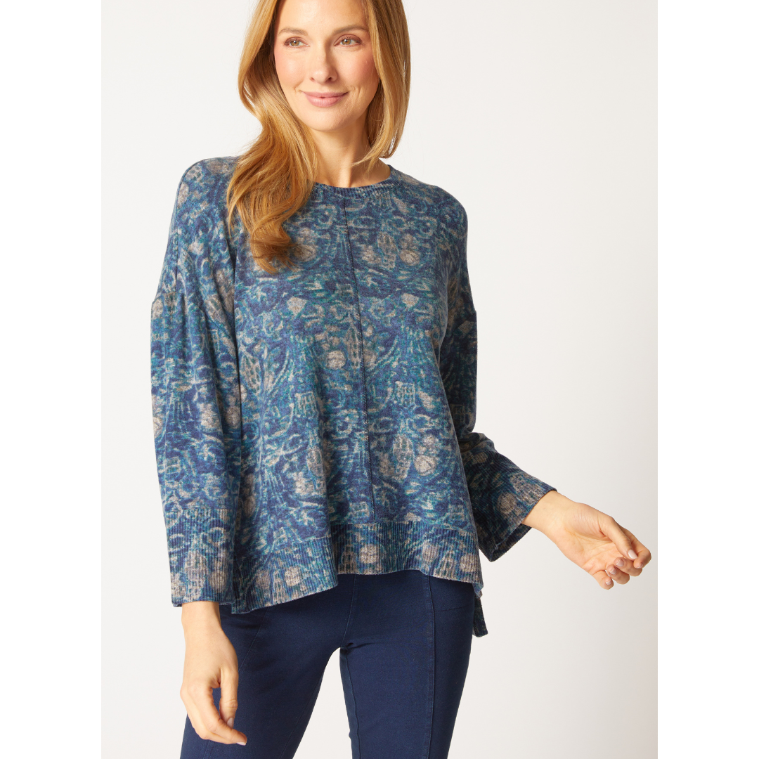 3/4 SLEEVE TOP | RIB TRIMMED CREW NECK-Tops-HABITAT-SIZE-COLOUR-Coriander