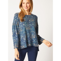 3/4 SLEEVE TOP | RIB TRIMMED CREW NECK-Tops-HABITAT-SIZE-COLOUR-Coriander
