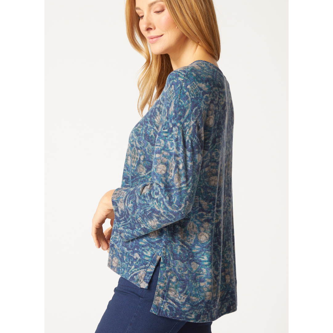 3/4 SLEEVE TOP | RIB TRIMMED CREW NECK-Tops-HABITAT-Coriander