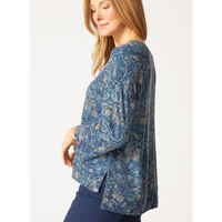3/4 SLEEVE TOP | RIB TRIMMED CREW NECK-Tops-HABITAT-Coriander