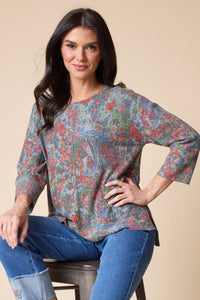 BOXY CREW PULLOVER | SHADOW FLORAL-Tops-HABITAT-Coriander