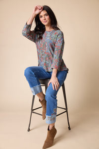 BOXY CREW PULLOVER | SHADOW FLORAL-Tops-HABITAT-Coriander