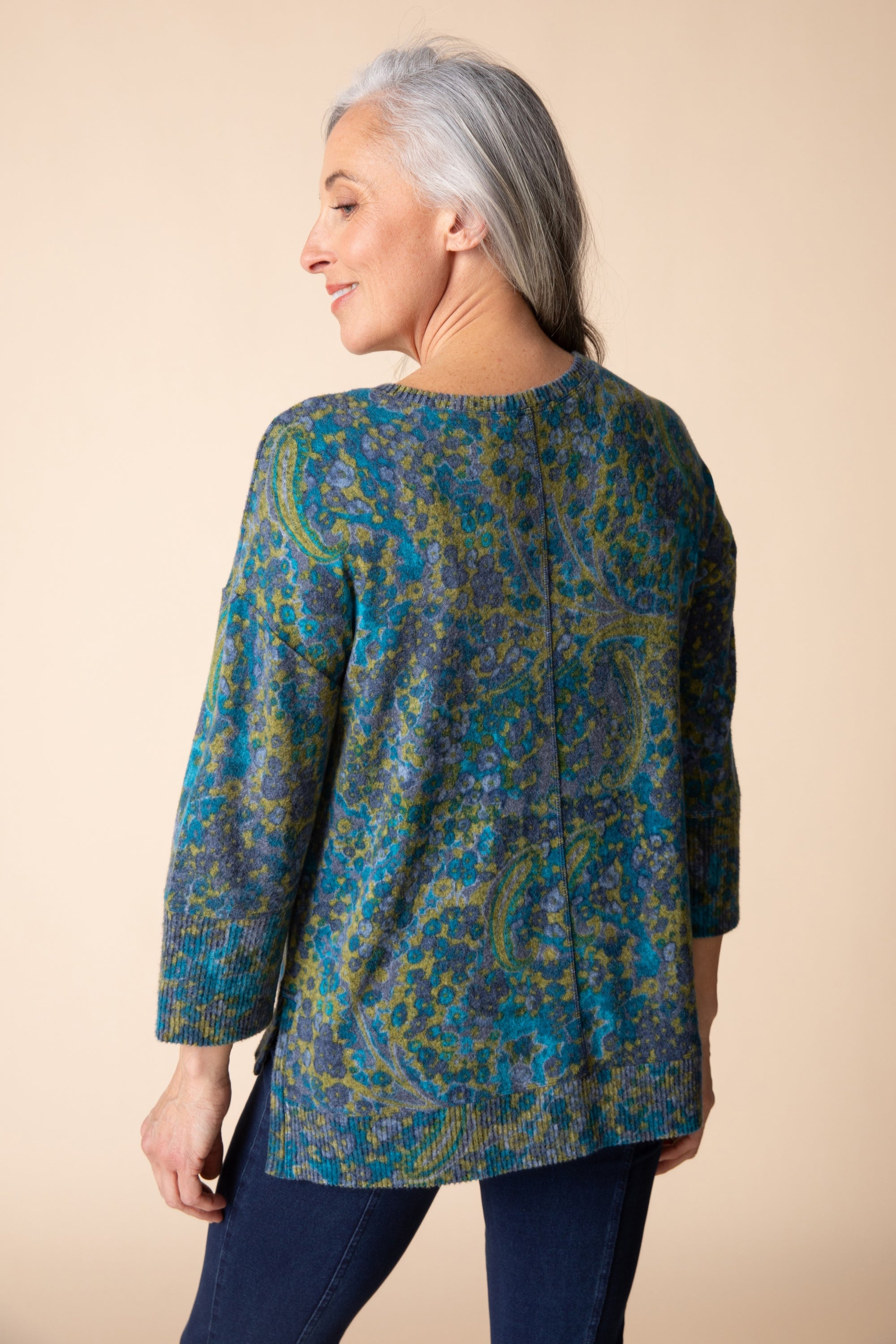 BOXY CREW PULLOVER | SHADOW FLORAL-Tops-HABITAT-Coriander