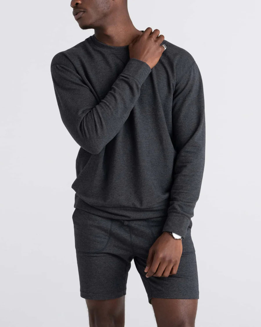 3SIX FIVE L/S CREW | BLACK HEATHER-Shirts & Tops-SAXX-SMALL-BLACK HEATHER-Coriander