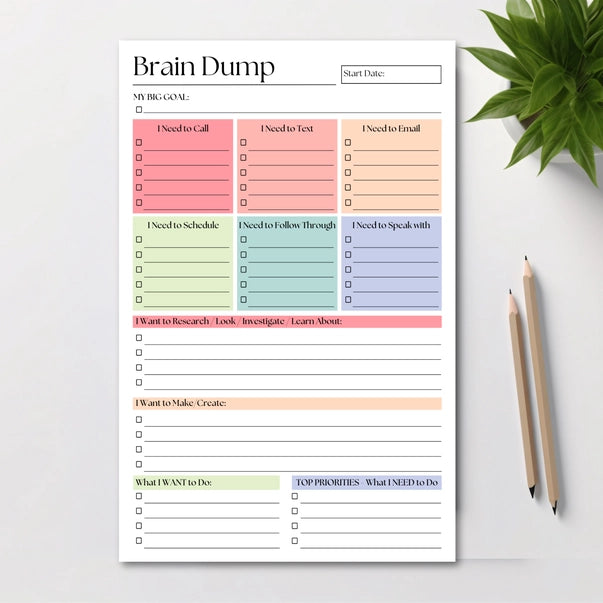 50-PAGE DAILY ADHD PLANNER | BRAIN DUMP: PINK