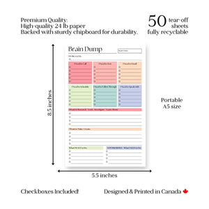 50-PAGE DAILY ADHD PLANNER NOTEPAD | BRAIN DUMP: PINK-Books & Stationery-ELEVENTH AND TAYLOR-Coriander