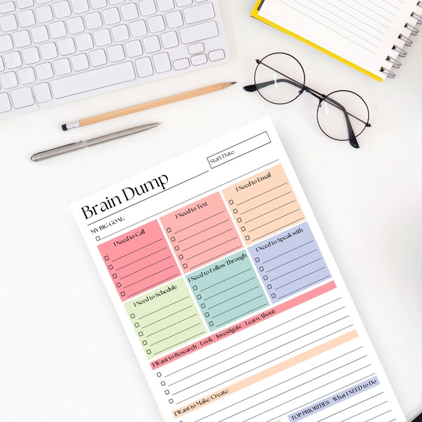 50-PAGE DAILY ADHD PLANNER NOTEPAD | BRAIN DUMP: PINK-Books & Stationery-ELEVENTH AND TAYLOR-Coriander