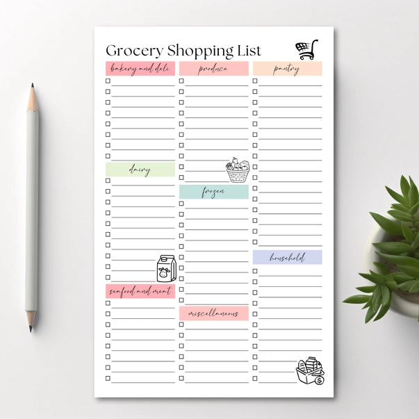 50-PAGE NOTEPAD | GROCERY SHOPPING LIST