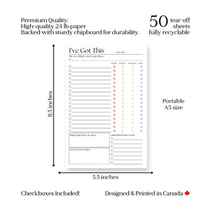 50-PAGE NOTEPAD | I'VE GOT THIS TO DO LIST-Books & Stationery-ELEVENTH AND TAYLOR-Coriander