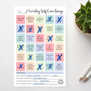 50 PAGE NOTEPAD | WEEKLY SELF CARE BINGO-Books & Stationery-ELEVENTH AND TAYLOR-Coriander