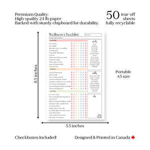 50 PAGE NOTEPAD | WELLNESS CHECKLIST-Books & Stationery-ELEVENTH AND TAYLOR-Coriander