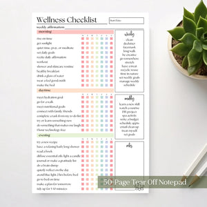 50 PAGE NOTEPAD | WELLNESS CHECKLIST-Books & Stationery-ELEVENTH AND TAYLOR-Coriander