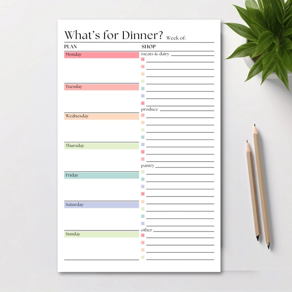 50-PAGE NOTEPAD | WHAT'S FOR DINNER MEAL PLANNER