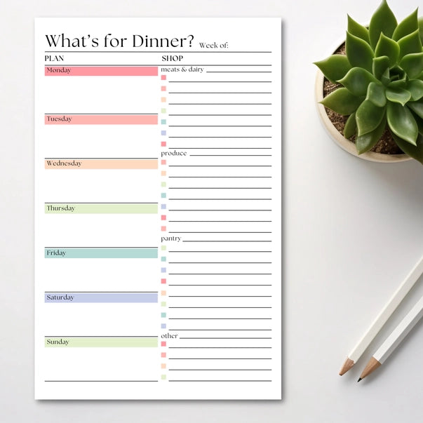 50-PAGE NOTEPAD | WHAT'S FOR DINNER MEAL PLANNER