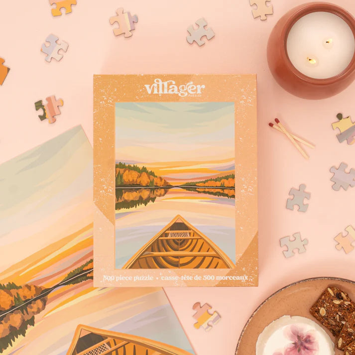 500 PIECE PUZZLE | CANOEING AT DAWN-Puzzles-VILLAGER PUZZLES-Coriander
