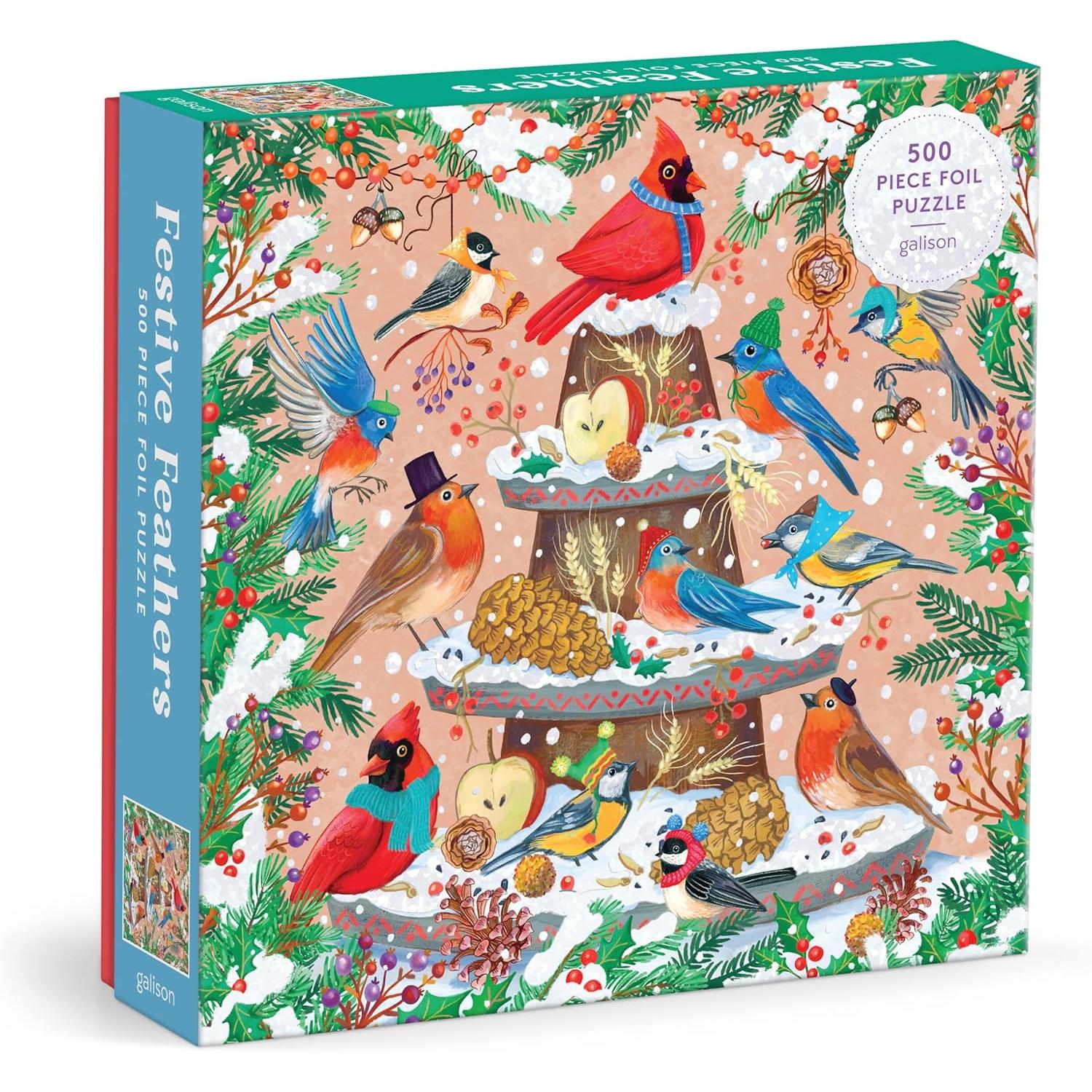 500 PIECE PUZZLE | FESTIVE FEATHERS-Puzzles-RAINCOAST-Coriander