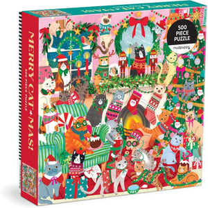 500 PIECE PUZZLE | MERRY CATMAS!-Puzzles-RAINCOAST-Coriander