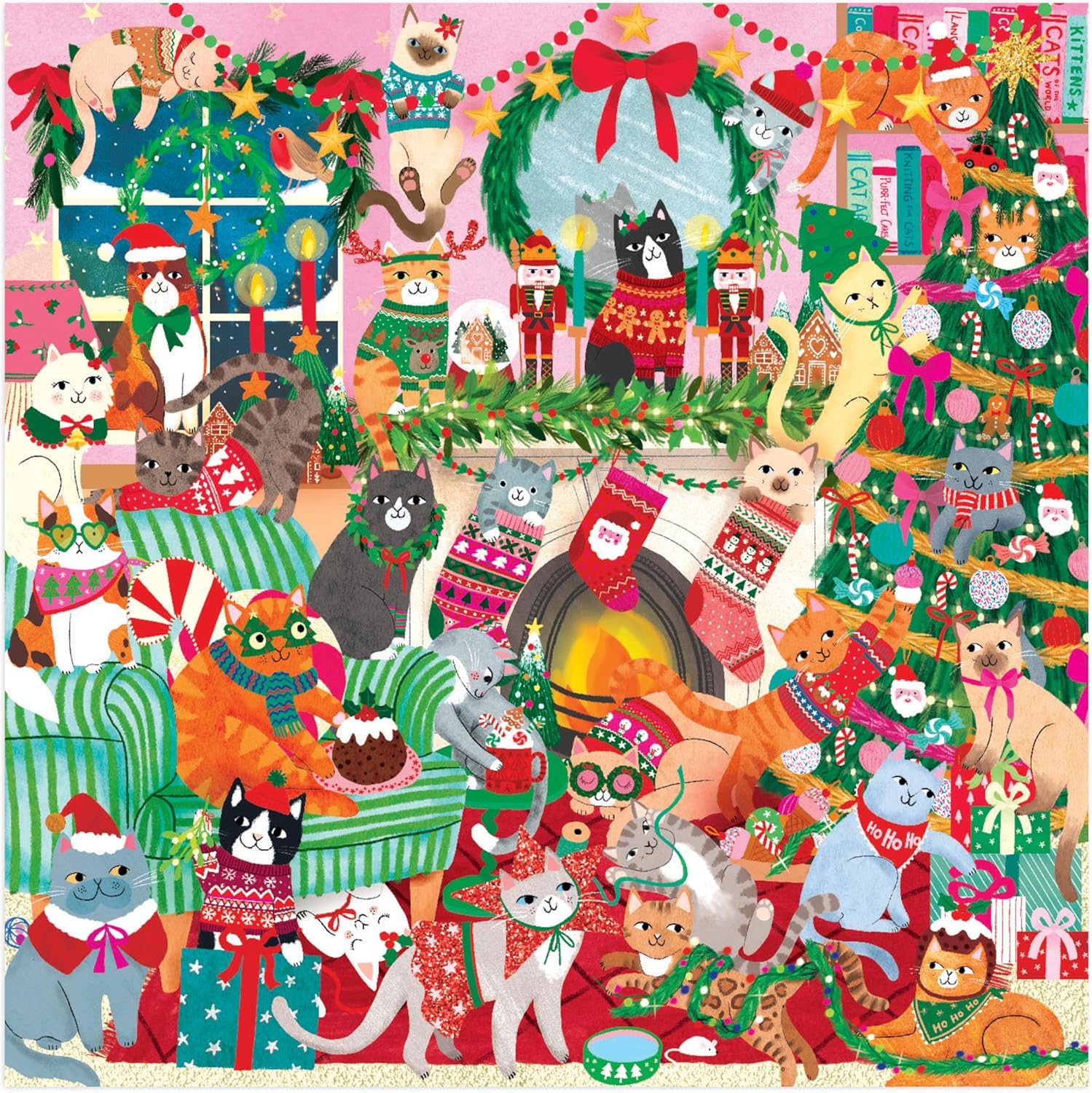 500 PIECE PUZZLE | MERRY CATMAS!-Puzzles-RAINCOAST-Coriander