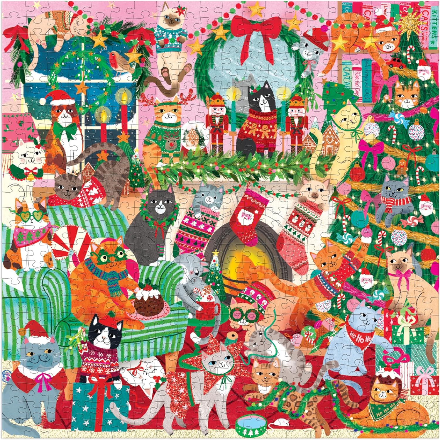 500 PIECE PUZZLE | MERRY CATMAS!-Puzzles-RAINCOAST-Coriander