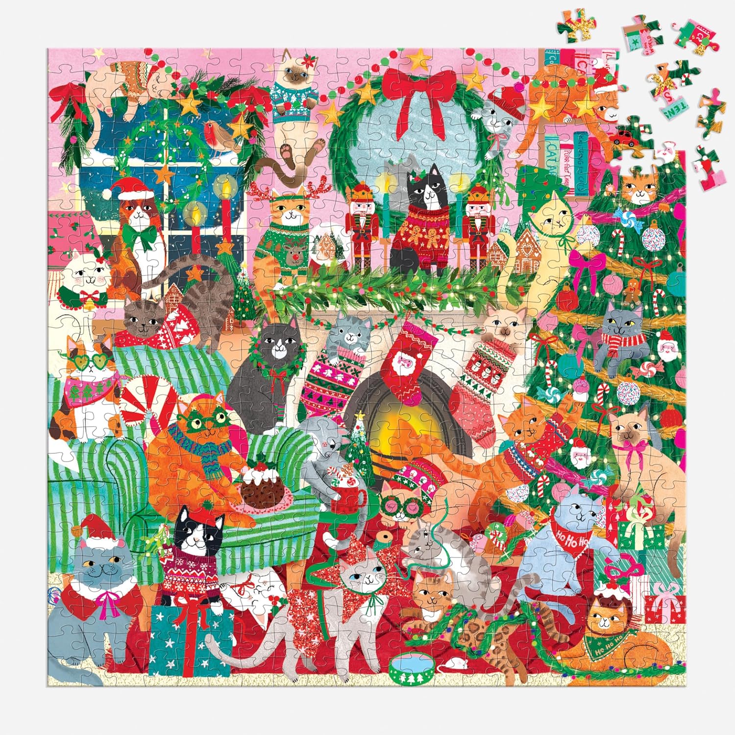 500 PIECE PUZZLE | MERRY CATMAS!-Puzzles-RAINCOAST-Coriander