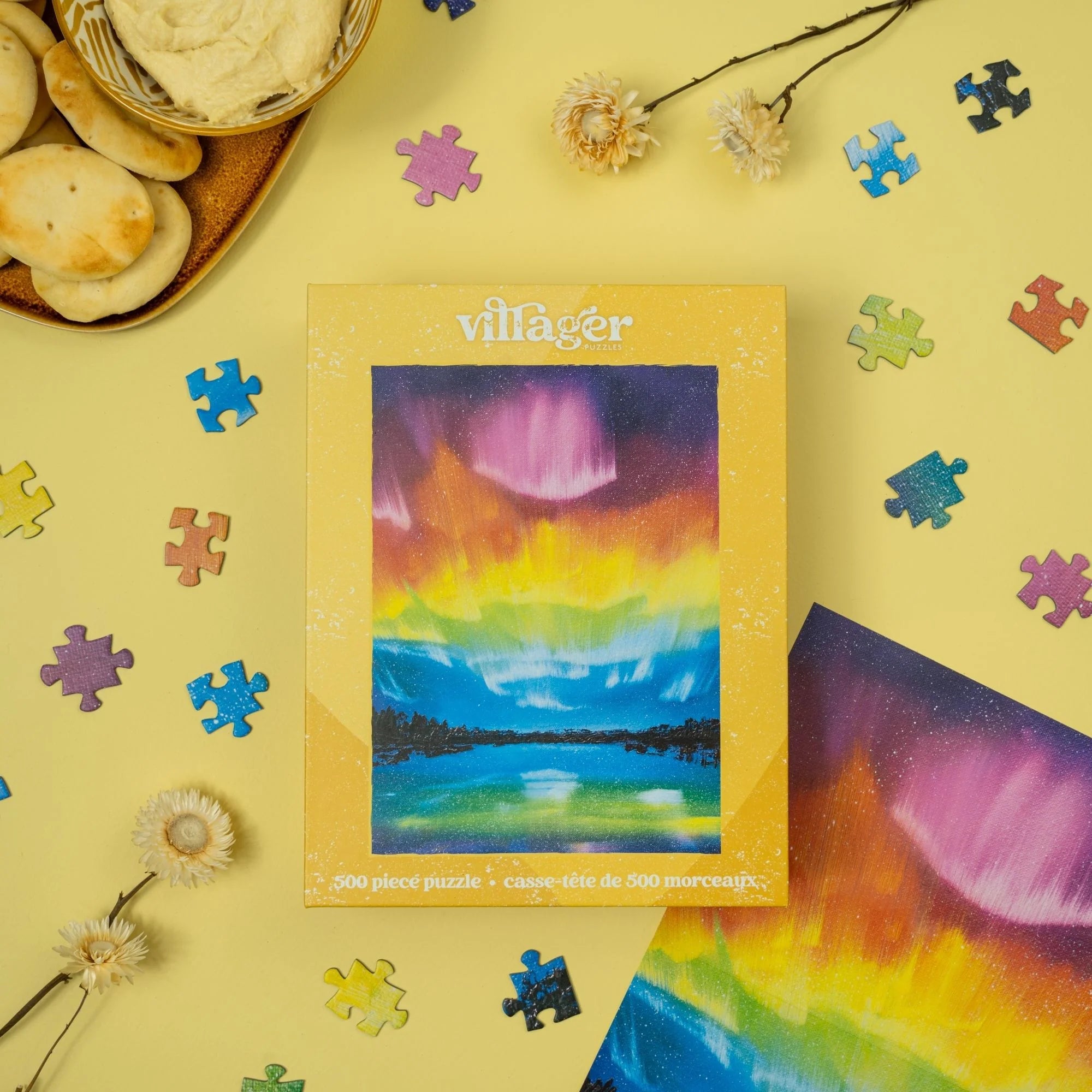 500 PIECE PUZZLE | RAINBOW NORTHERN LIGHTS-Puzzles-VILLAGER PUZZLES-Coriander
