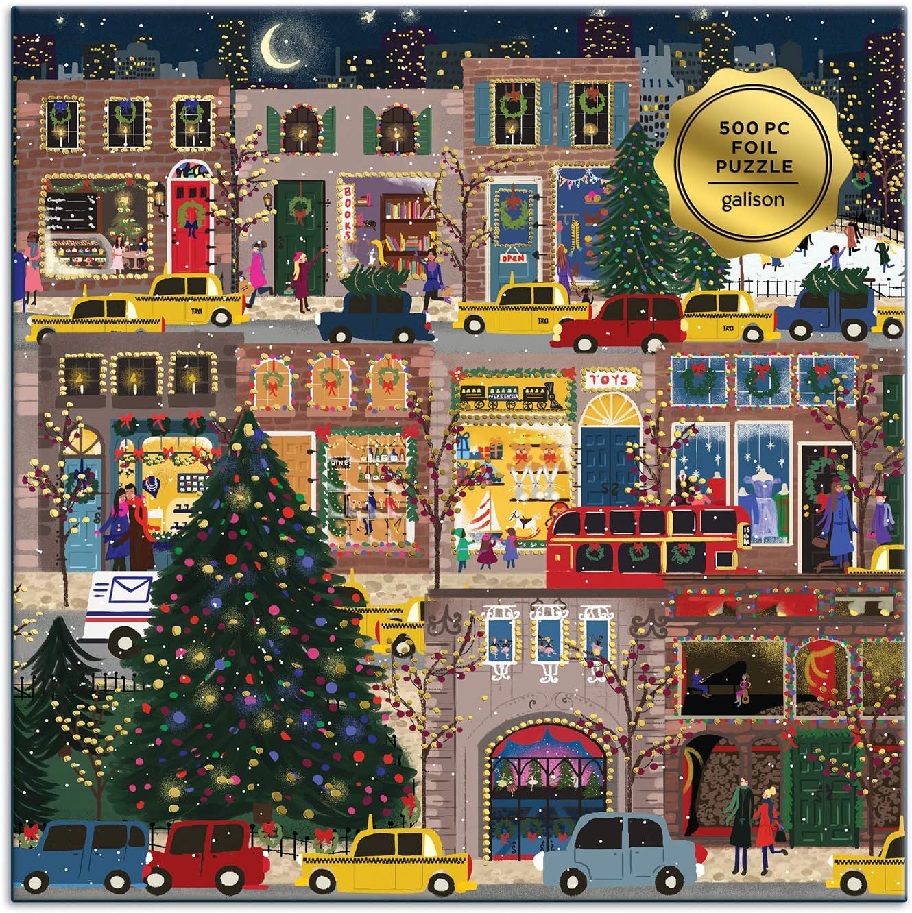500 PIECE PUZZLE | WINTERY LIGHTS FOIL-Puzzles-RAINCOAST-Coriander