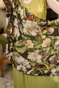 FLEUR DE LUNE SCARF | MAGNOLIA PRINT & BEES-Scarves & Wraps-MARKET OF STARS-Coriander
