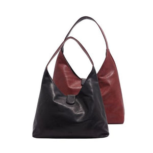 VEGAN 2N1 REVERSIBLE HOBO | CHARLENE-Bags & Wallets-S-Q-BLACK-BURGUNDY-Coriander