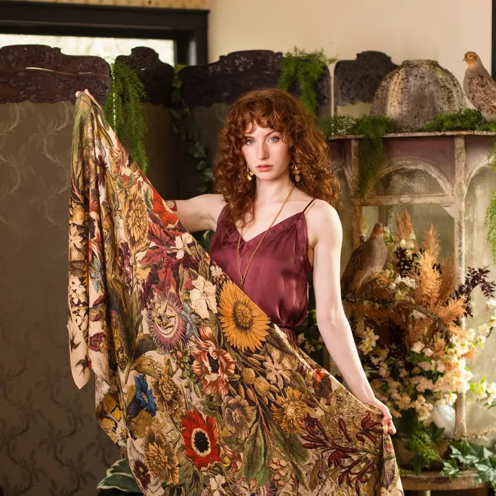 BOHEMIAN SCARF | GOLDEN HOUR FLORAL-Scarves & Wraps-MARKET OF STARS-Coriander