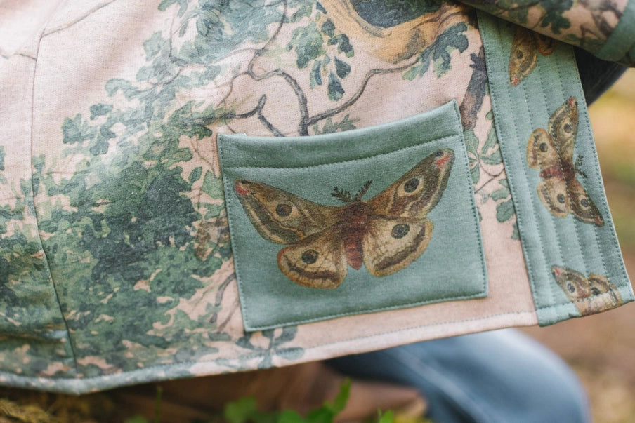 FLEECE COTTAGE CARDIGAN KIMONO JACKET | EARTH & SKY with TREES-Jackets & Sweaters-MARKET OF STARS-Coriander
