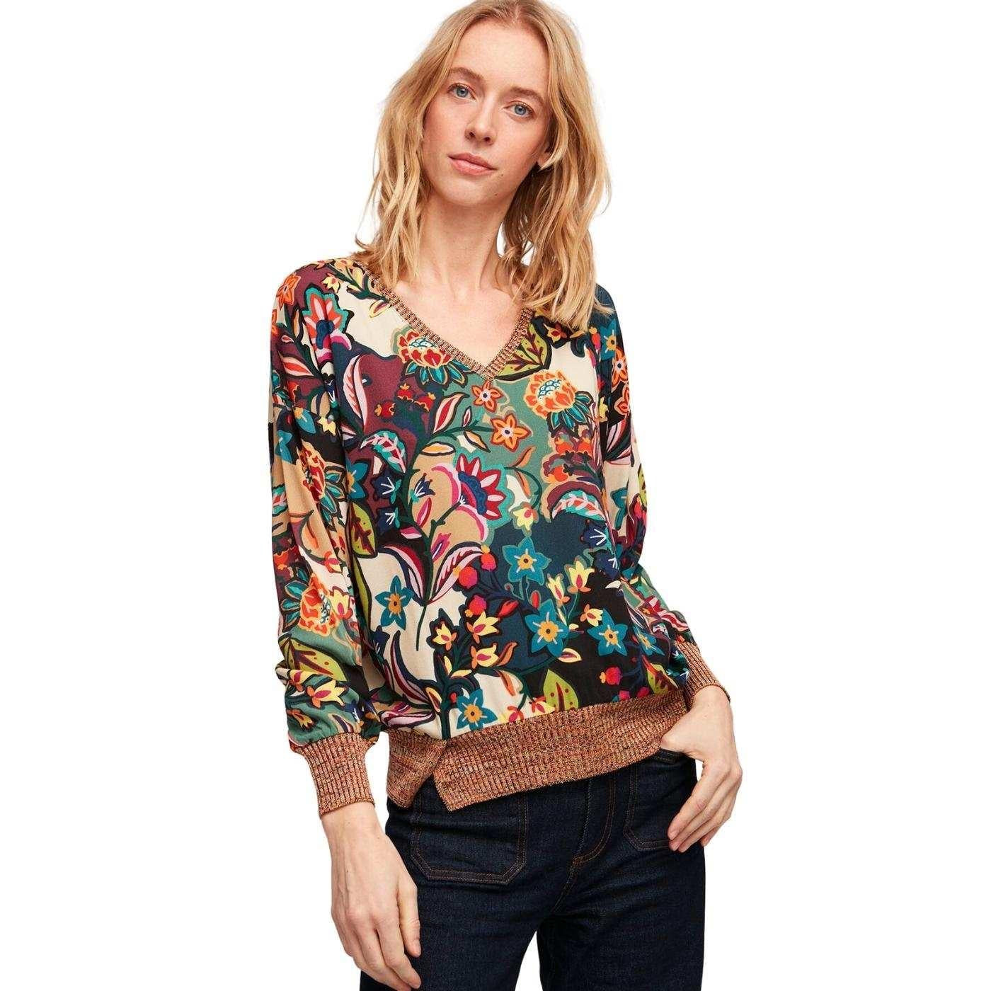 ABBY V-NECK TOP-Tops-ALDO MARTIN-SMALL-1000 PATTERN-Coriander