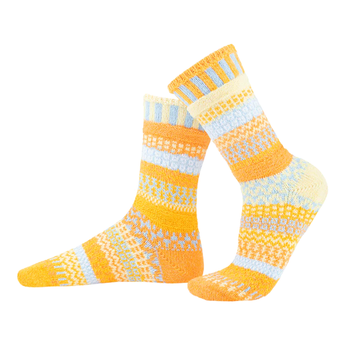 ADULT CREW MISMATCHED SOCKS | CLEMENTINE-Socks & Footwear-SOLMATE-SMALL-CLEMENTINE-Coriander