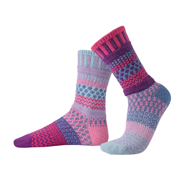 ADULT CREW MISMATCHED SOCKS | TWILIGHT-Socks & Footwear-SOLMATE-SMALL-TWILIGHT-Coriander