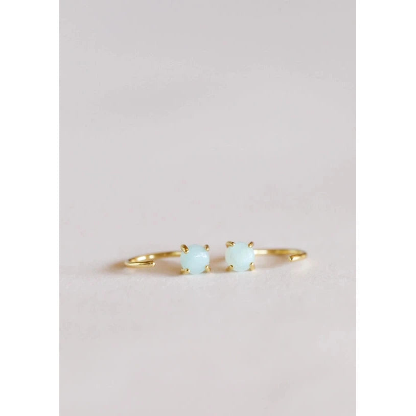 AMAZONITE HUGGIES EARRINGS-Jewellery-JAX KELLY-Coriander